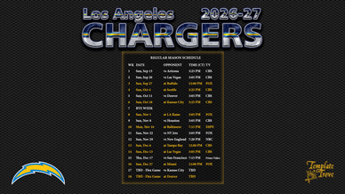 Los Angeles Chargers 2026-27 Wallpaper Schedule