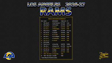 Los Angeles Rams 2026-27 Wallpaper Schedule