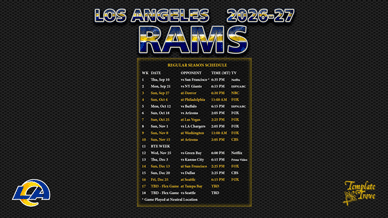 Los Angeles Rams 2026-27 Wallpaper Schedule
