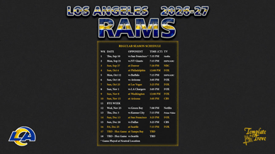 Los Angeles Rams 2026-27 Wallpaper Schedule