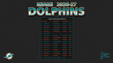 Miami Dolphins 2026-27 Wallpaper Schedule