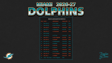 Miami Dolphins 2026-27 Wallpaper Schedule