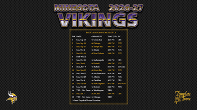 Minnesota Vikings 2026-27 Wallpaper Schedule