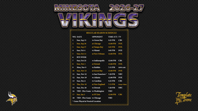 Minnesota Vikings 2026-27 Wallpaper Schedule