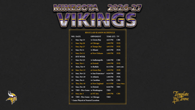 Minnesota Vikings 2026-27 Wallpaper Schedule