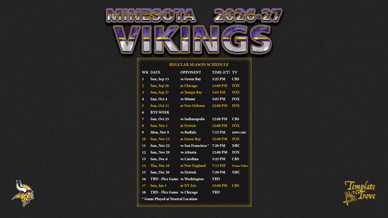 Minnesota Vikings 2026-27 Wallpaper Schedule