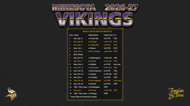 Minnesota Vikings 2026-27 Wallpaper Schedule