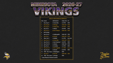 Minnesota Vikings 2026-27 Wallpaper Schedule