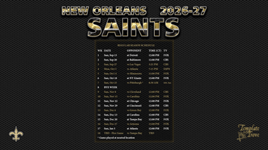 New Orleans Saints 2026-27 Wallpaper Schedule