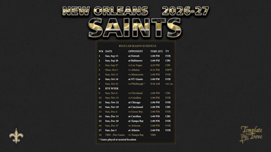 New Orleans Saints 2026-27 Wallpaper Schedule