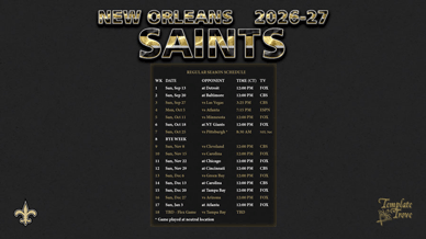 New Orleans Saints 2026-27 Wallpaper Schedule