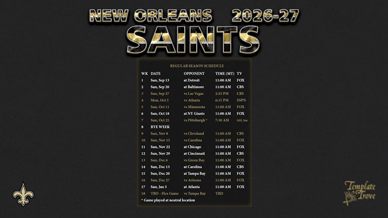 New Orleans Saints 2026-27 Wallpaper Schedule