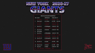 New York Giants 2026-27 Wallpaper Schedule