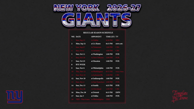 New York Giants 2026-27 Wallpaper Schedule