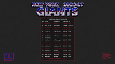 New York Giants 2026-27 Wallpaper Schedule