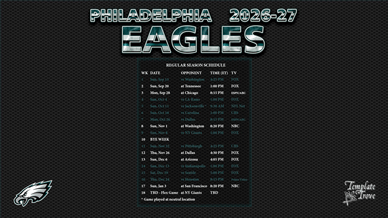 Philadelphia Eagles 2026-27 Wallpaper Schedule