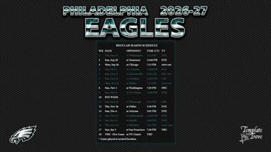 Philadelphia Eagles 2026-27 Wallpaper Schedule