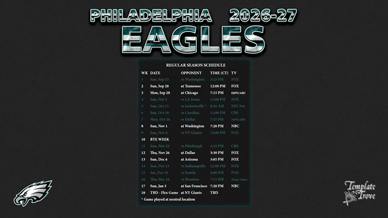 Philadelphia Eagles 2026-27 Wallpaper Schedule
