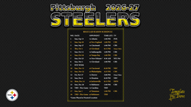 Pittsburgh Steelers 2026-27 Wallpaper Schedule