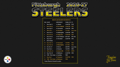 Pittsburgh Steelers 2026-27 Wallpaper Schedule