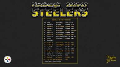 Pittsburgh Steelers 2026-27 Wallpaper Schedule