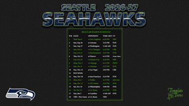 Seattle Seahawks 2026-27 Wallpaper Schedule