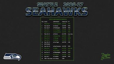 Seattle Seahawks 2026-27 Wallpaper Schedule