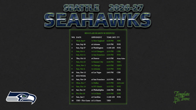 Seattle Seahawks 2026-27 Wallpaper Schedule