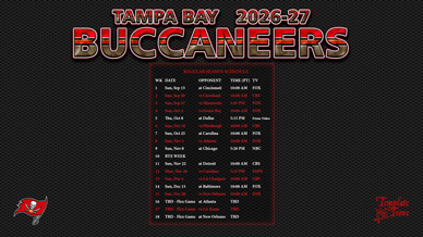 Tampa Bay Buccaneers 2026-27 Wallpaper Schedule