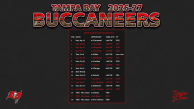 Tampa Bay Buccaneers 2026-27 Wallpaper Schedule