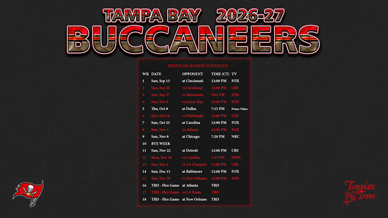 Tampa Bay Buccaneers 2026-27 Wallpaper Schedule
