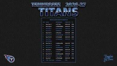 Tennessee Titans 2026-27 Wallpaper Schedule