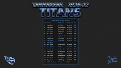 Tennessee Titans 2026-27 Wallpaper Schedule