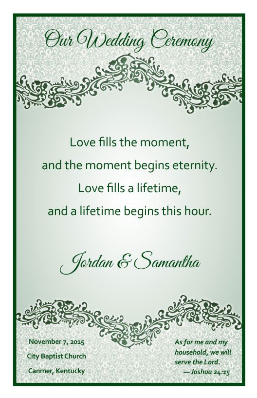 Wedding Program Cover Template 4B
