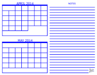 2014 2 Month Calendar - April and May