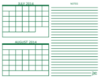 July and August 2014 2 Month Calendar
