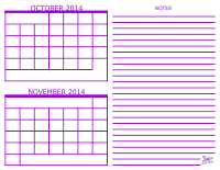 October and November 2014 2 Month Calendar