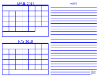 2015 2 Month Calendar - April and May