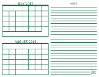 July and August 2015 2 Month Calendar