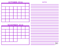 October and November 2016 2 Month Calendar