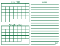 July and August 2017 2 Month Calendar