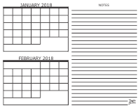 2018 - 2 Month Calendar