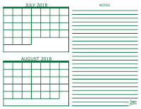 July and August 2018 2 Month Calendar