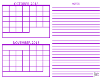 October and November 2018 2 Month Calendar