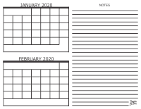 2020 - 2 Month Calendar