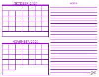 October and November 2020 2 Month Calendar