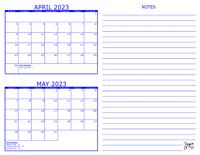 2023 2 Month Calendar - April and May