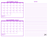 October and November 2023 2 Month Calendar