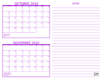 October and November 2024 2 Month Calendar