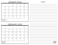 2025 - 2 Month Calendar